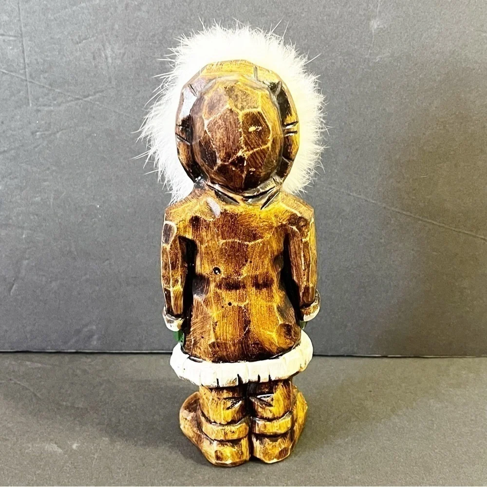 Nuni Kiana Alaska Inuit Doll Brown Resin Fur Mekoryuk Handmade Nunivak Vintage